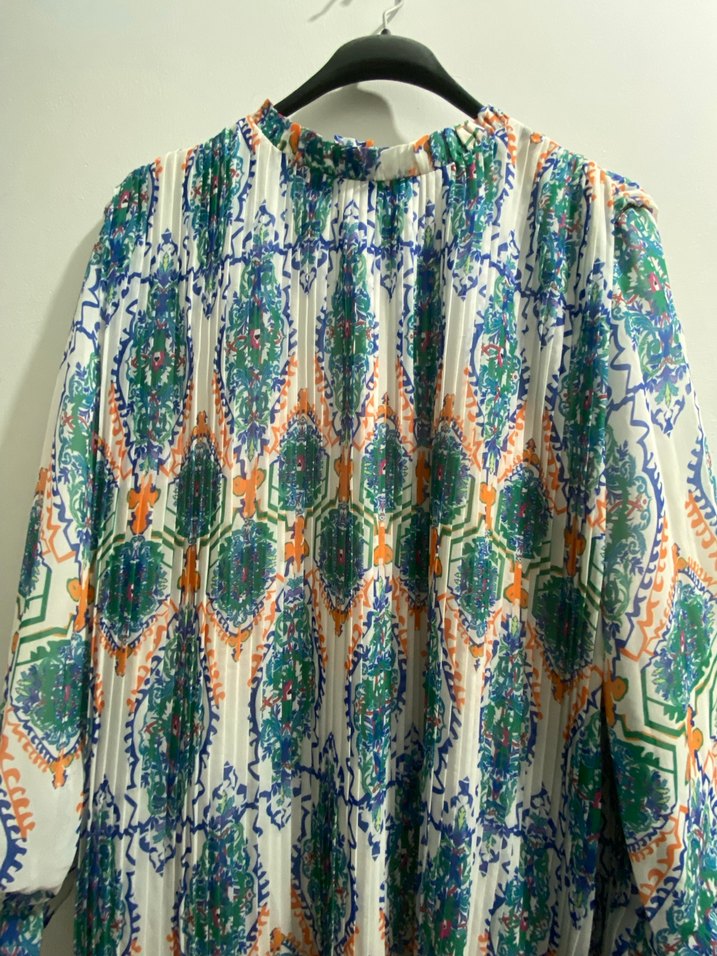 Renkli Piliseli Uzun Bohem Elbise - Görsel 3