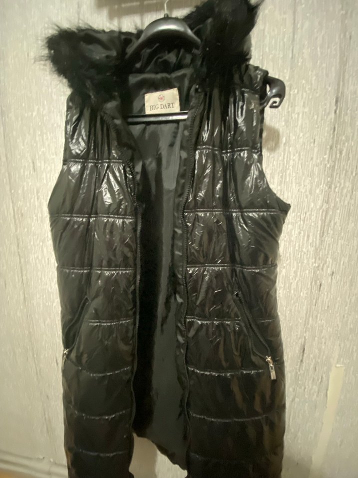 Kürklü Siyah Midi Kadın Yelek - Görsel 3