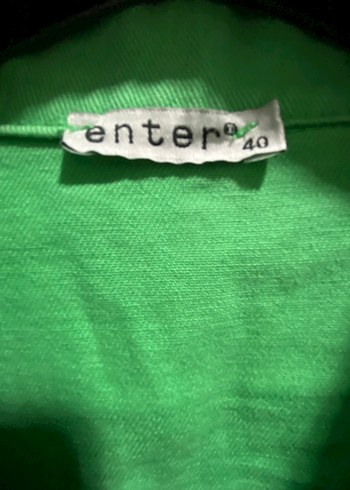 Düğmeli Yeşil Kadın Keten Ceket - Görsel 3