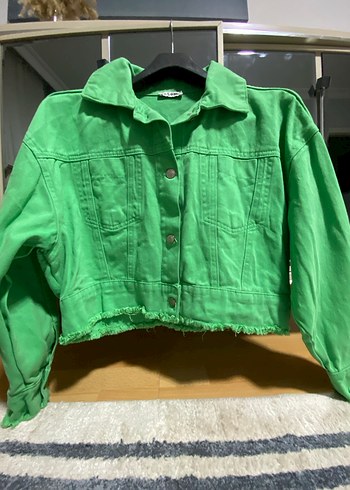 Düğmeli Yeşil Kadın Keten Ceket - Görsel 2