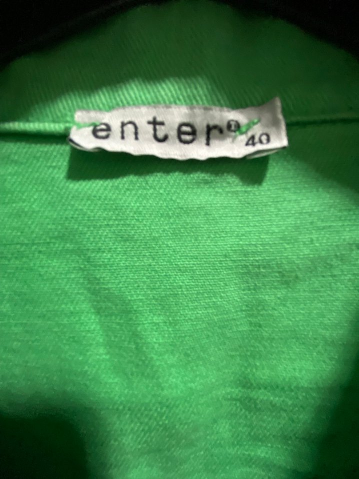 Düğmeli Yeşil Kadın Keten Ceket - Görsel 3