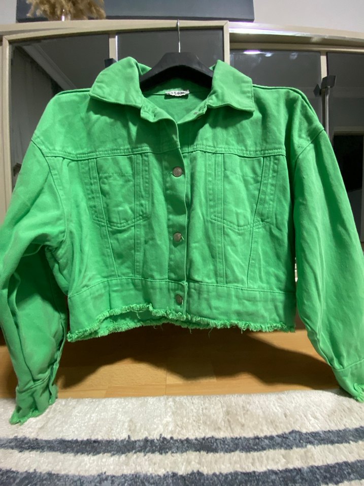 Düğmeli Yeşil Kadın Keten Ceket - Görsel 2