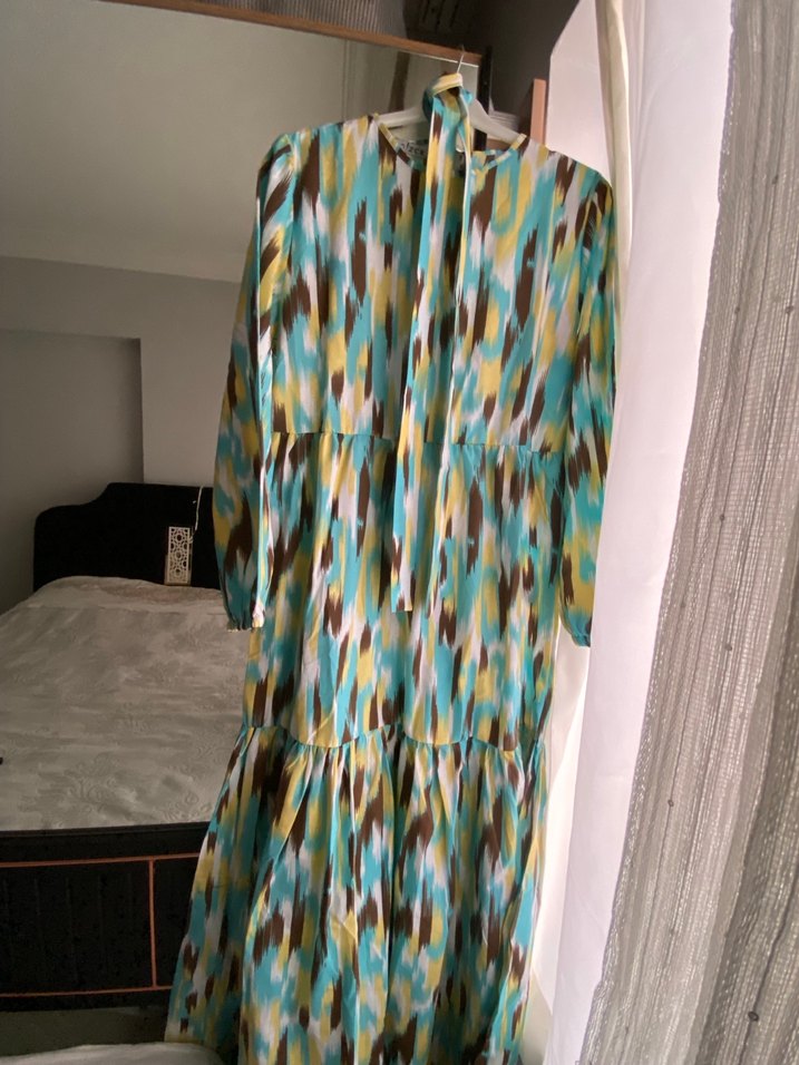 Bohem Stil Çok Renkli Uzun Elbise - Görsel 3