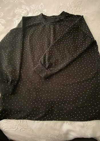 Siyah palak taşlı Uzun Kollu Salaş Tunik - Görsel 3