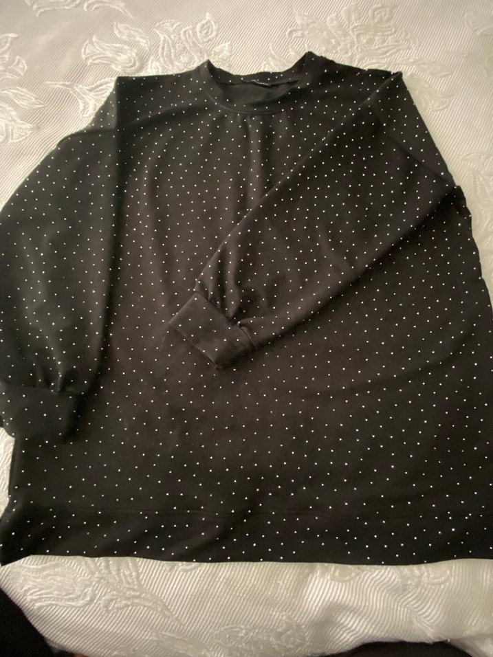 Siyah palak taşlı Uzun Kollu Salaş Tunik - Görsel 3