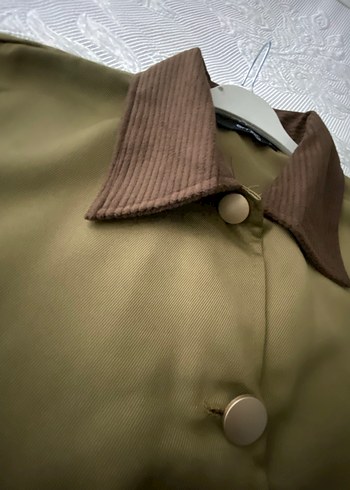 Düğmeli, kahverengi, uzun kollu kadın ceket - Görsel 3