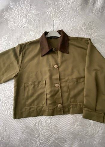 Düğmeli, kahverengi, uzun kollu kadın ceket - Görsel 2