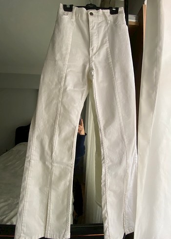 Beyaz Midi Kadın Kot Pantolon - Görsel 2