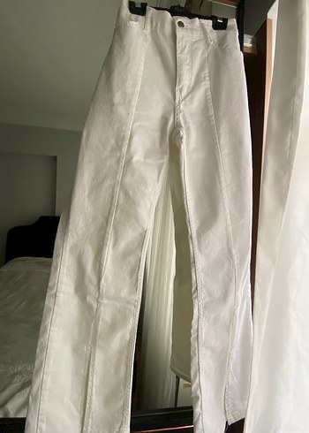 Beyaz Midi Kadın Kot Pantolon - Görsel 3