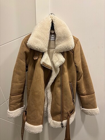 Camel içi kürklü biker mont
