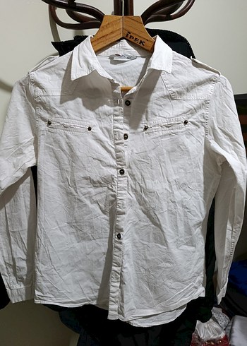 Düğmeli Beyaz Keten Kadın Gömlek - Görsel 2