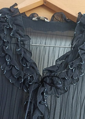 Diğer Siyah Pilili Gotik Triko Bluz