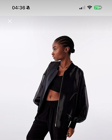 s Beden siyah Renk Twist organze bomber ceket