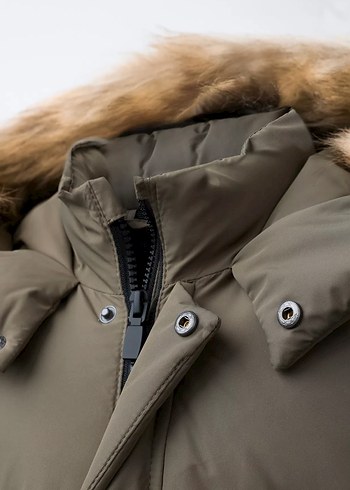 Zara Kapüşonlu kuş tüyü Bej Erkek Çocuk Şişme Mont 3 yaş 98 cm - Görsel 6