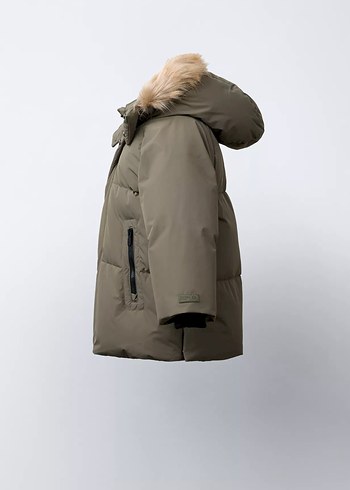 Zara Kapüşonlu kuş tüyü Bej Erkek Çocuk Şişme Mont 3 yaş 98 cm - Görsel 4