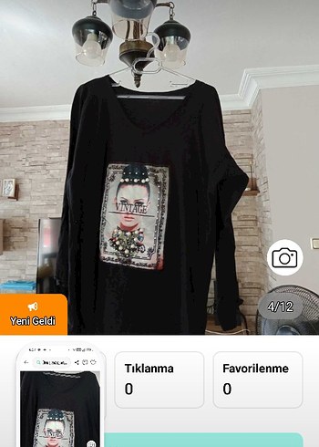 Diğer Vintage Portreli Siyah Oversize U Yaka Tisort