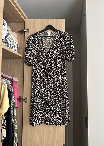 HM Kahverengi Leopar Desenli Uzun Kadın Elbise - Görsel 2