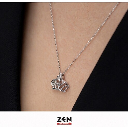 Zen pırlanta gümüş taç kolye