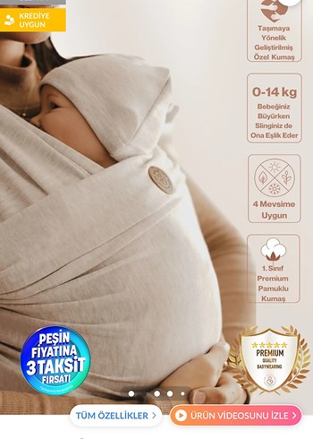 Bebek Taşıma Slingi Soft Bej - Görsel 2