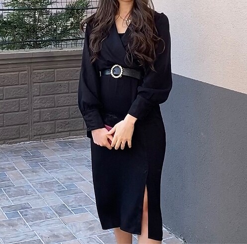 Trendyol & Milla Kemersiz siyah elbise