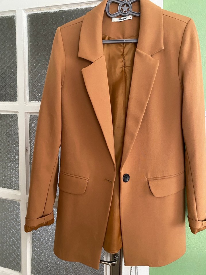 Bej Düğmeli Kadın Blazer Ceket -S beden - Görsel 2