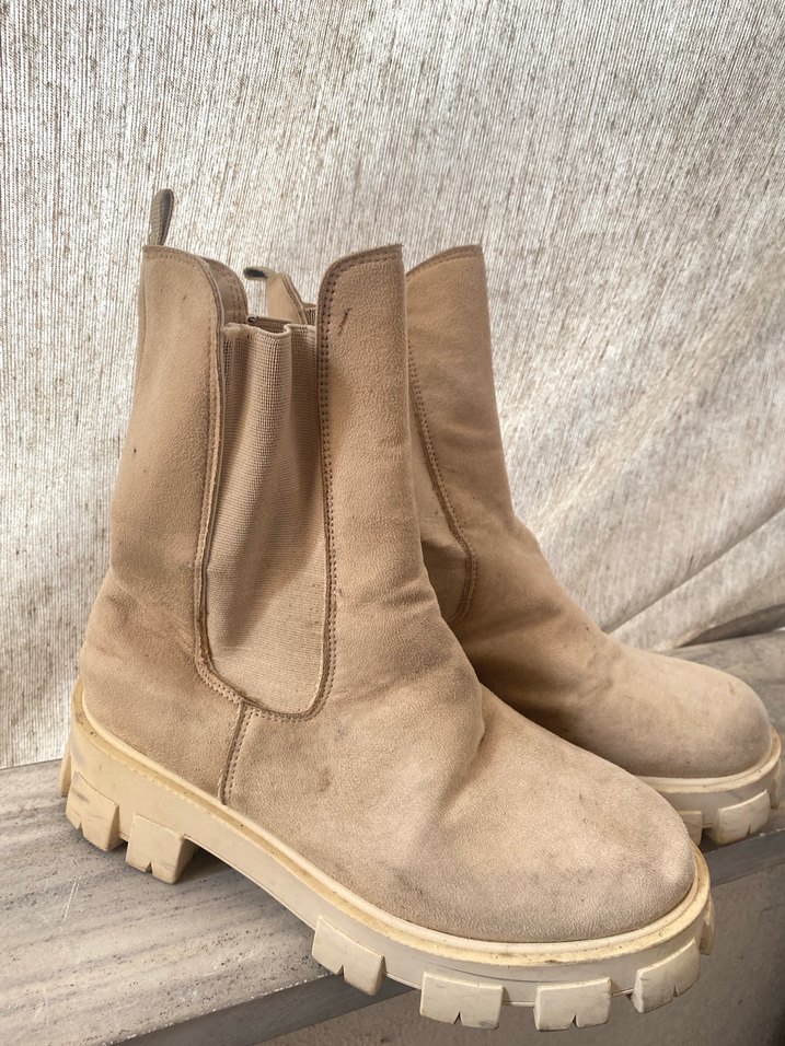 Bej Süet Kadın Platform Topuk Bot - Görsel 3