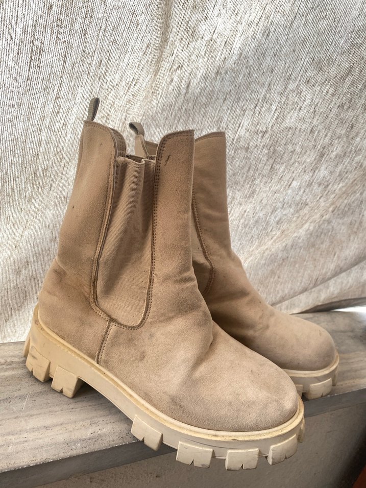 Bej Süet Kadın Platform Topuk Bot - Görsel 2
