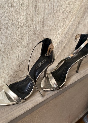 Gümüş ince bant topuklu - Görsel 2