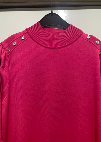 Pembe Düğmeli Kadın Triko Tunik