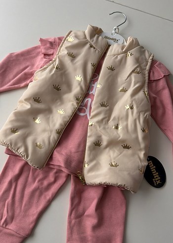 Pembe Nakışlı Uzun Kollu Bebek Takımı - Görsel 3