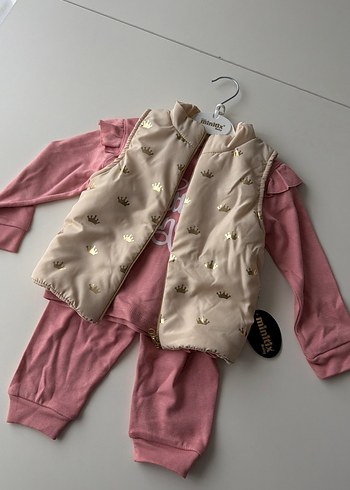 Pembe Nakışlı Uzun Kollu Bebek Takımı - Görsel 2