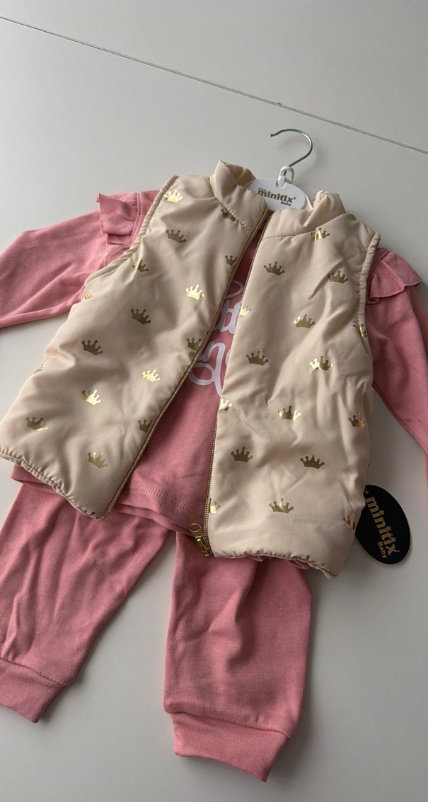 Pembe Nakışlı Uzun Kollu Bebek Takımı - Görsel 3