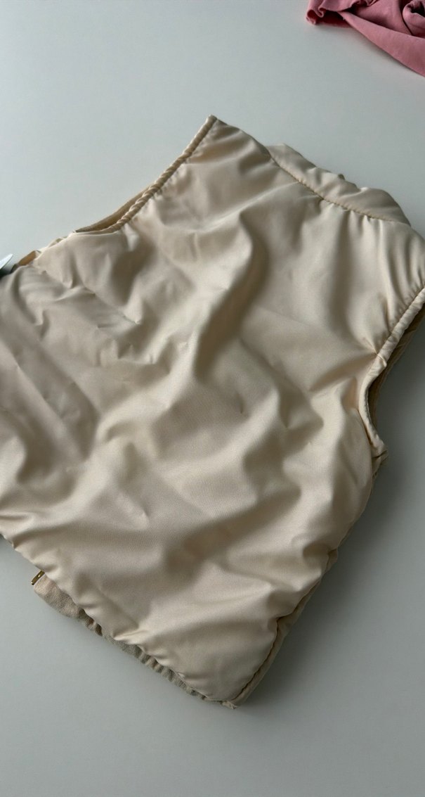 Kız Çocuk Bej Kürklü Nakışlı Yelek - Görsel 5