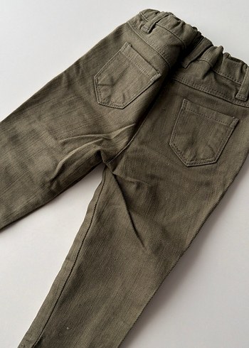 Nakışlı Düğmeli kız  Çocuk Kot Pantolon haki renk - Görsel 4