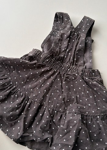 Gri Puantiyeli Askılı Kız Elbisesi - Görsel 4