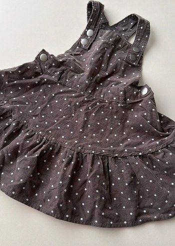 Gri Puantiyeli Askılı Kız Elbisesi - Görsel 3