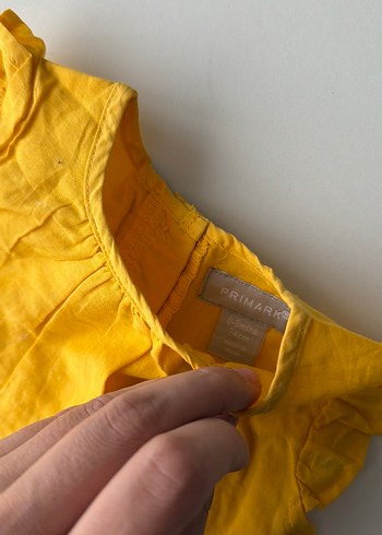 Sarı Kız Çocuk Fırfırlı Keten Elbise 6-9 ay kız bebek elbise - Görsel 4