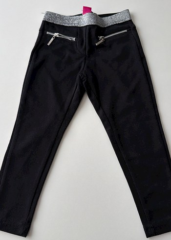 Kız Çocuk Parlak Siyah Fermuarlı Tayt - Görsel 2