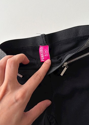 Kız Çocuk Parlak Siyah Fermuarlı Tayt - Görsel 5