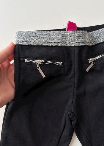 Kız Çocuk Parlak Siyah Fermuarlı Tayt - Görsel 4