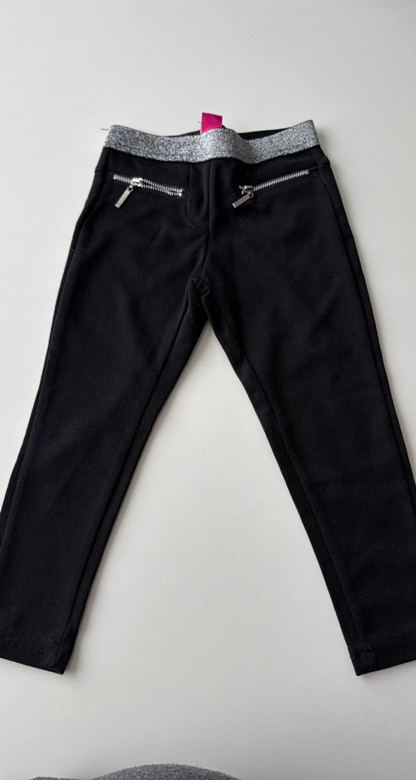 Kız Çocuk Parlak Siyah Fermuarlı Tayt - Görsel 2