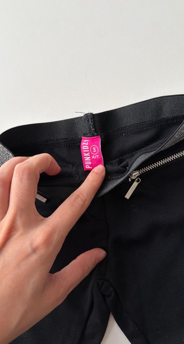 Kız Çocuk Parlak Siyah Fermuarlı Tayt - Görsel 5