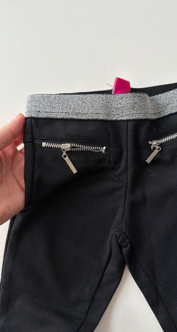 Kız Çocuk Parlak Siyah Fermuarlı Tayt - Görsel 4