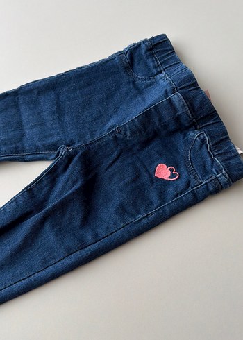 Kız Çocuk Mavi Düğmeli Denim Pantolon - Görsel 6