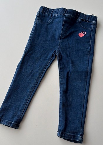 Kız Çocuk Mavi Düğmeli Denim Pantolon - Görsel 2