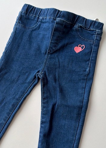 Kız Çocuk Mavi Düğmeli Denim Pantolon - Görsel 3