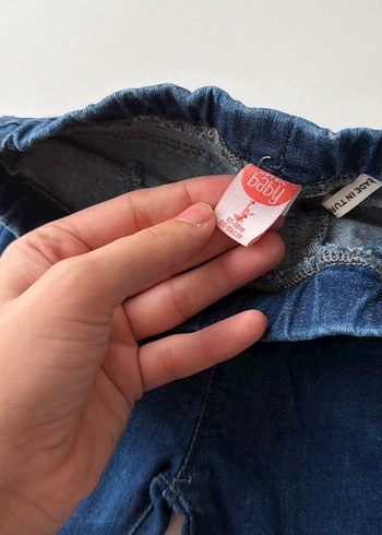 Kız Çocuk Mavi Düğmeli Denim Pantolon - Görsel 4