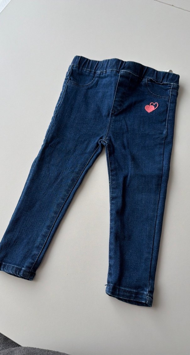 Kız Çocuk Mavi Düğmeli Denim Pantolon - Görsel 2