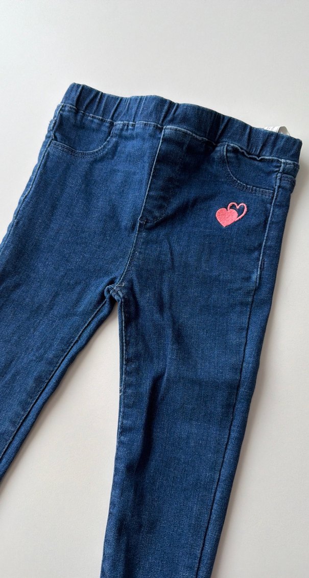 Kız Çocuk Mavi Düğmeli Denim Pantolon - Görsel 3