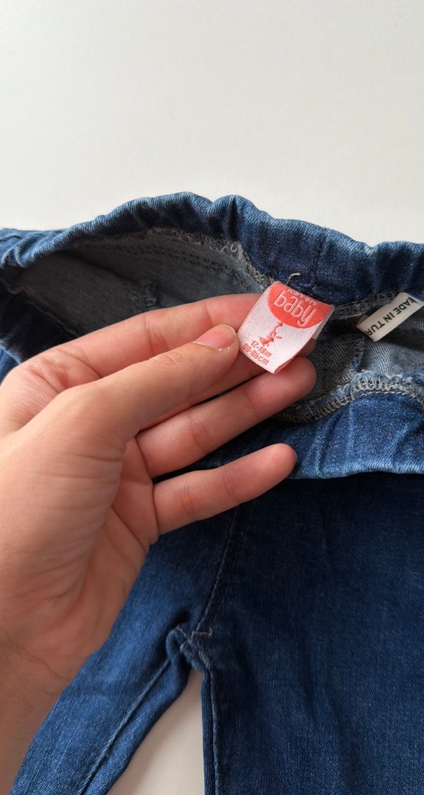 Kız Çocuk Mavi Düğmeli Denim Pantolon - Görsel 4